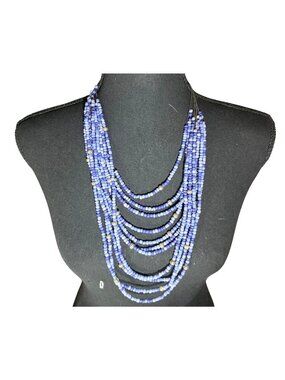 Izaro Multi-Strand Blue Beaded Necklace Statement Womens Jewelry
